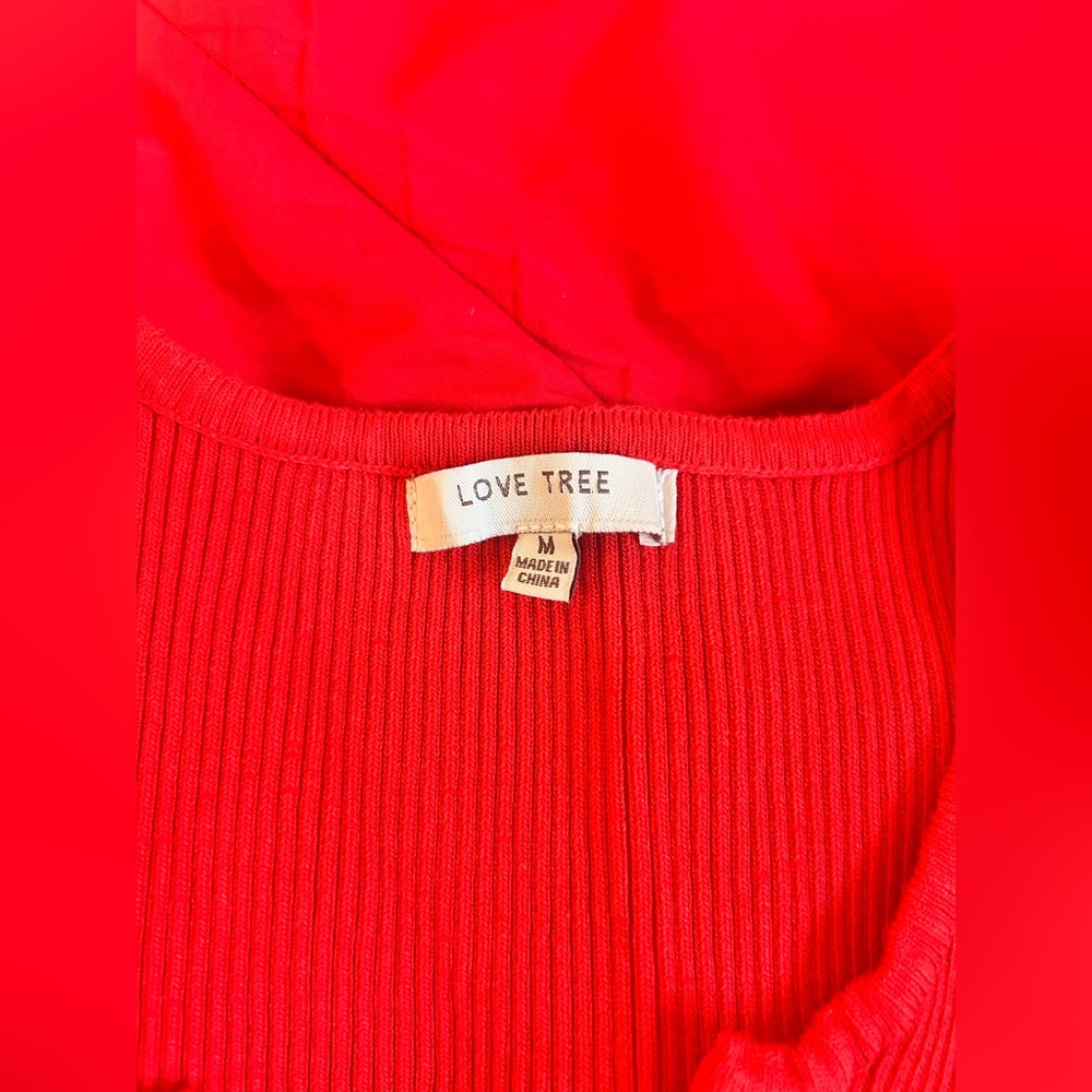 Love Tree Vibrant Red Ribbed Top - Picture 3 of 3